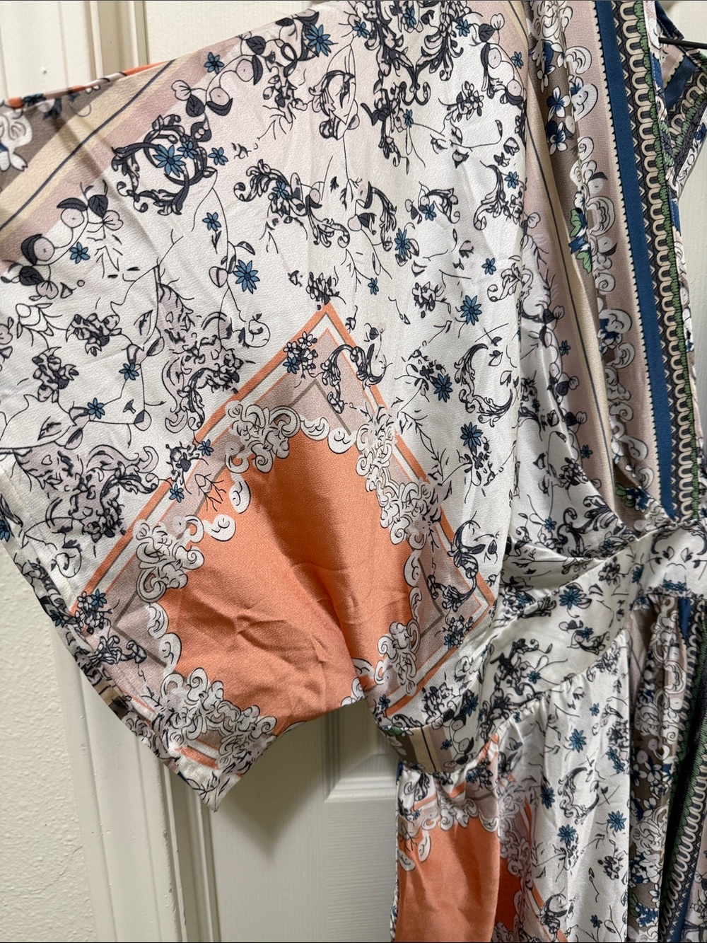 Fashion Nova 3X  Blue, Green and Cream Floral Bohemian style dress. - Picture 3 of 10